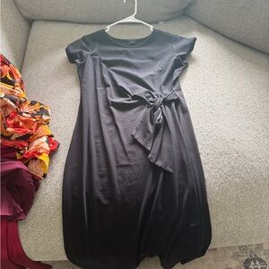 Rachel Zoe Black Asymmetrical Ruched Midi Dress, tshirt dress